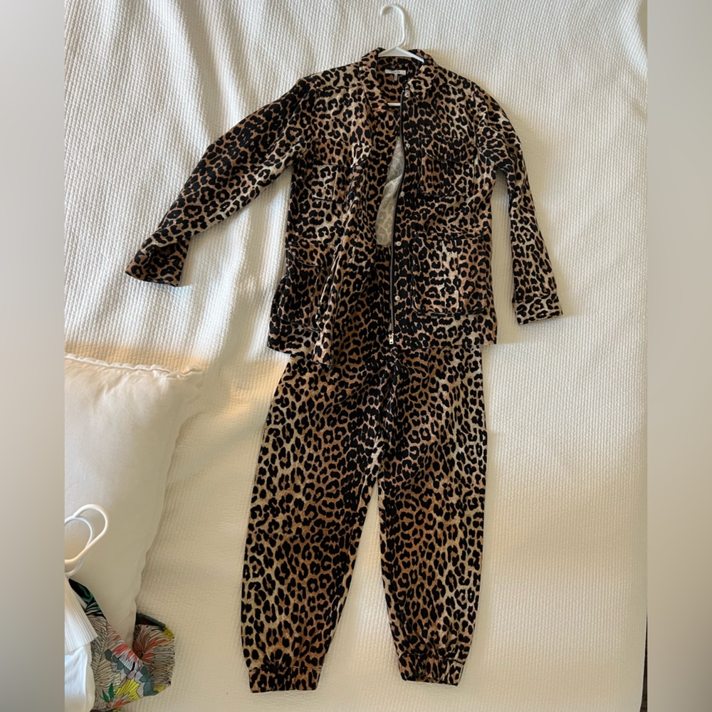 Ganni leopard sapari jacket and pants set